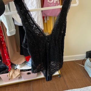Free people lacy black bodysuit size SMALL